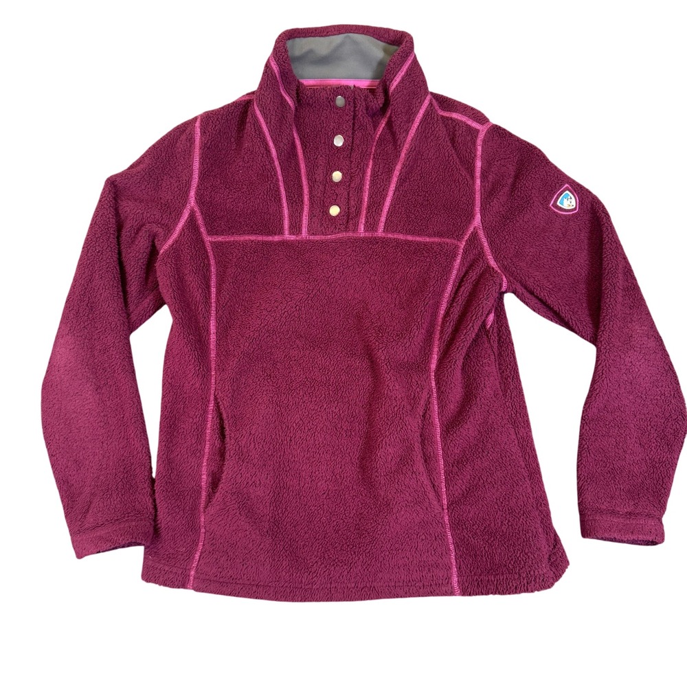 Kuhl Womens Flight Fleece Pullover Snap Neck Berry Purple Jacket Medium